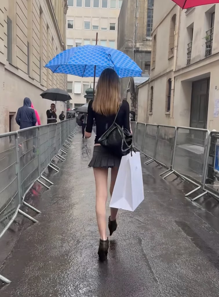 Still from a video shared by Naomi Watts of her daughter Kai Schreiber walking the streets of Paris