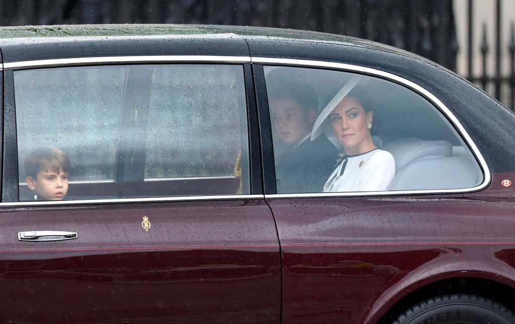 Princess Kate was seen without her seatbelt when arriving with Prince George and Prince Louise to Trooping the Colour last June