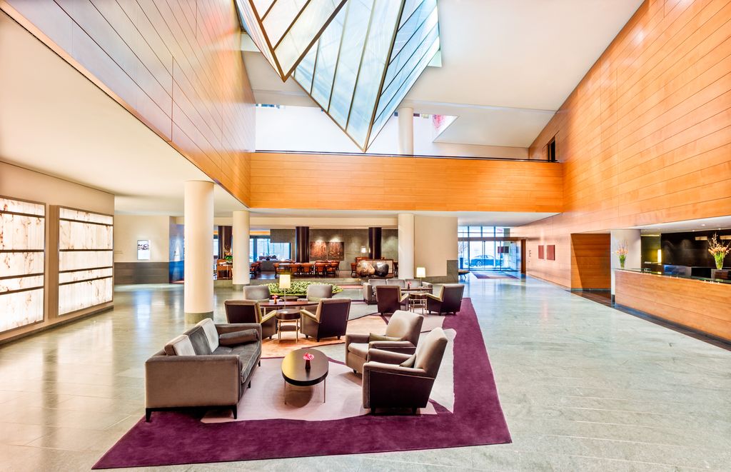 The lobby inside Grand Hyatt Berlin