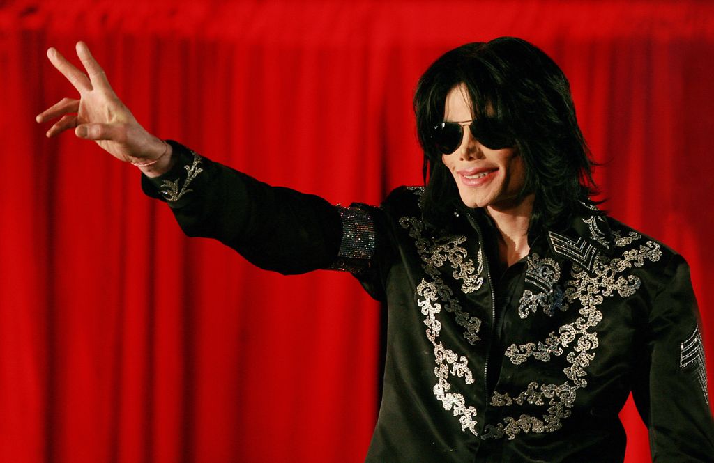 Michael Jackson at the press conference announcing his 2009 comeback tour