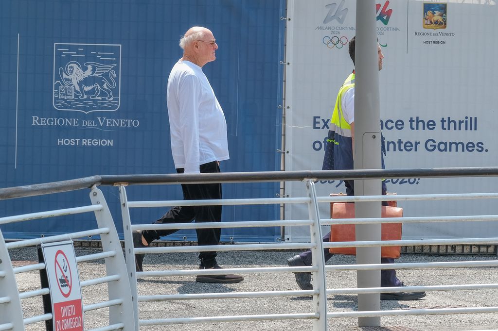 American film producer Barry Diller arrives at Venice Marco Polo airport