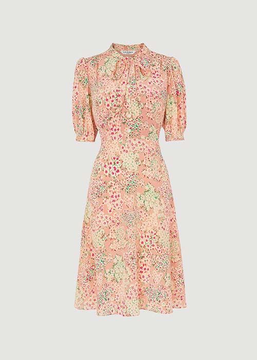 lk bennett floral tea dress pink impressionist