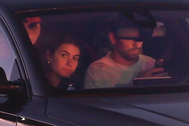 Gerard Pique and girlfriend Clara inside a car