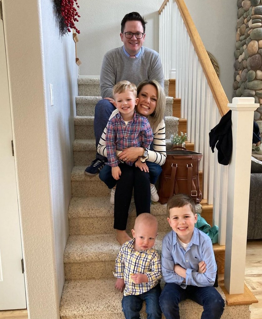 Photo shared by Dylan Dreyer on Easter with her three sons and husband Brian Fichera