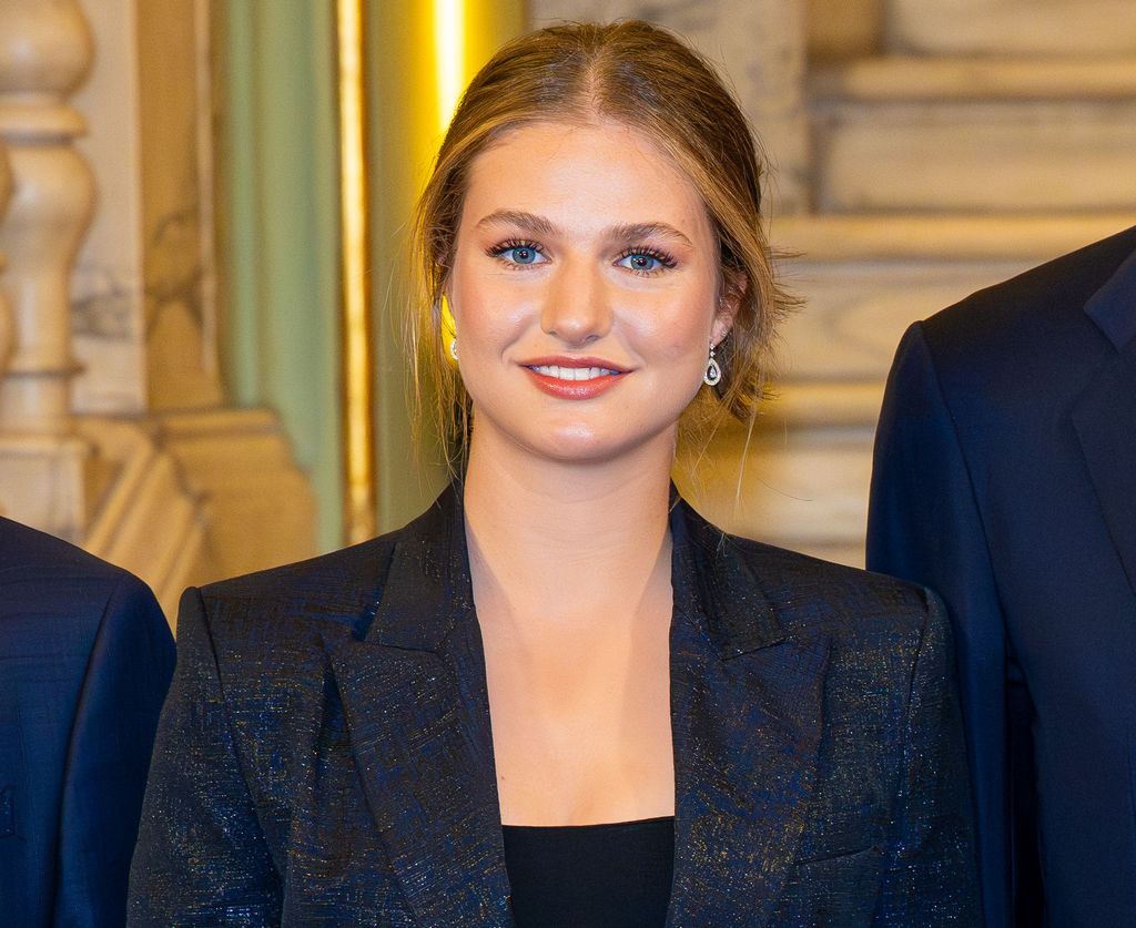 Princess Leonor wearing a suit and hair up