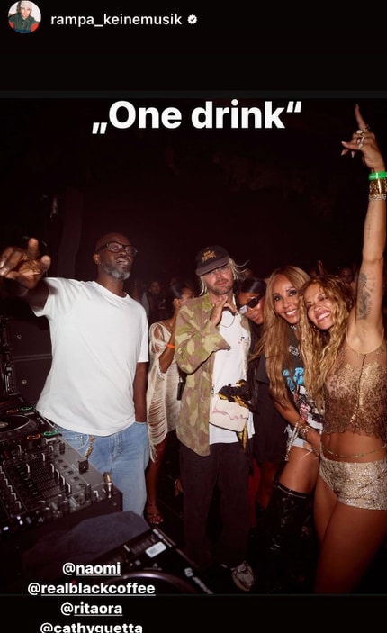 Rita reposted the photo from the DJ booth at Hi Ibiza