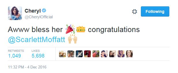 Cheryl Cole congratulates I'm A Celebrity winner Scarlett Moffatt