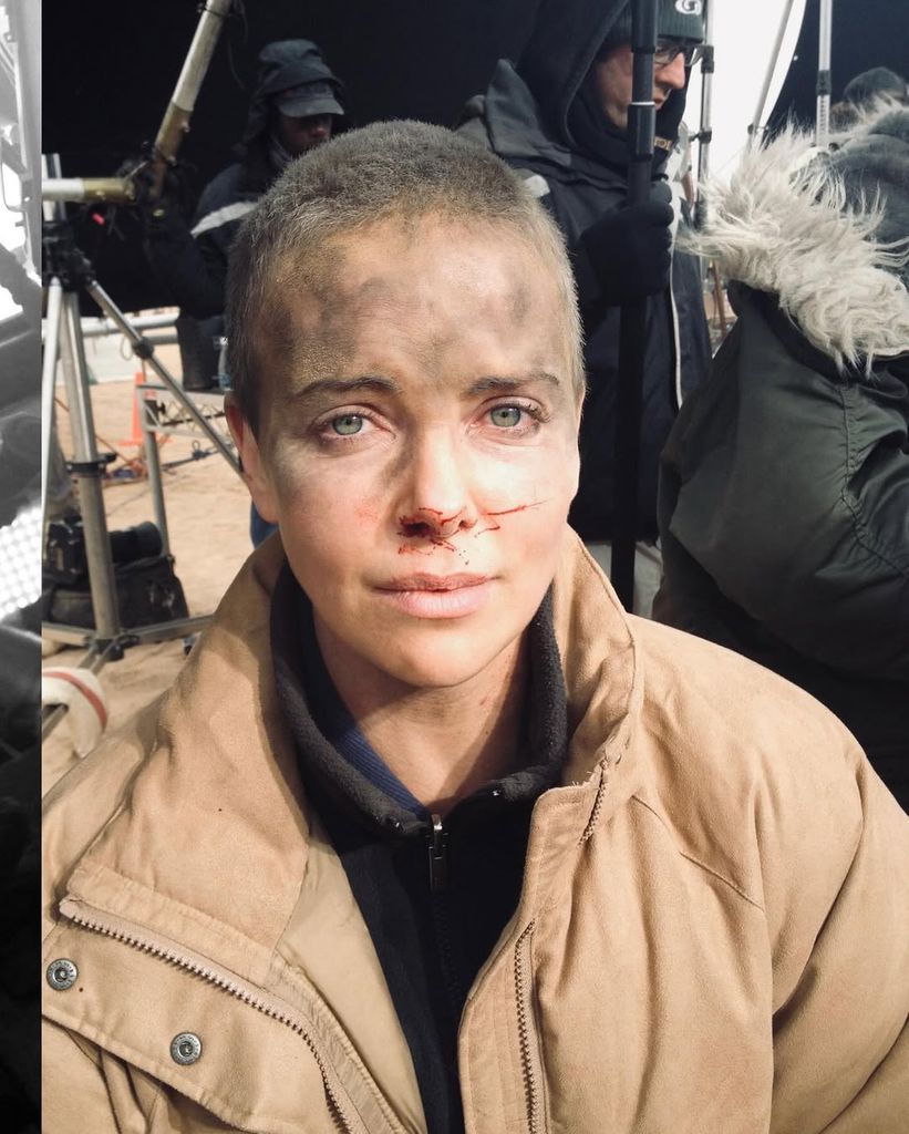 Charlize Theron shares a photo from the set of 2015's "Mad Max: Fury Road" on Instagram