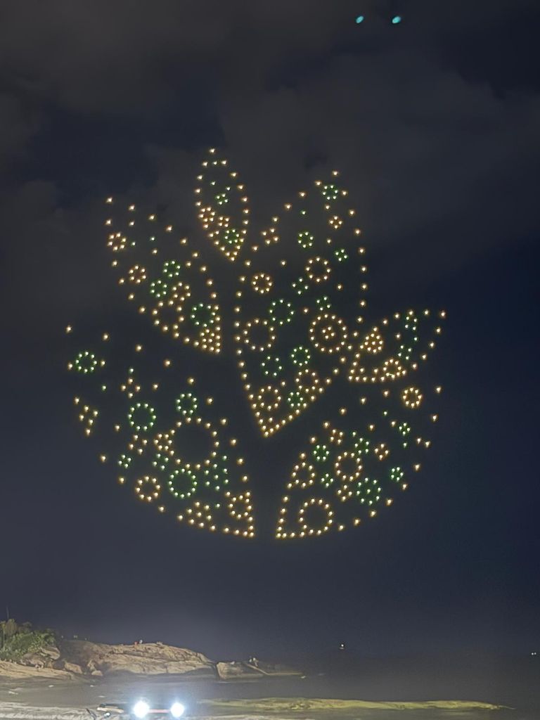 The evening sky was lit up with the Earthshot logo and symbols representing the five different awards categories