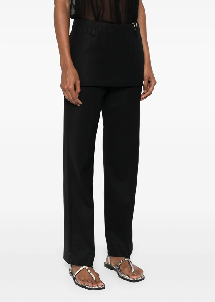 A model poses in black trousers