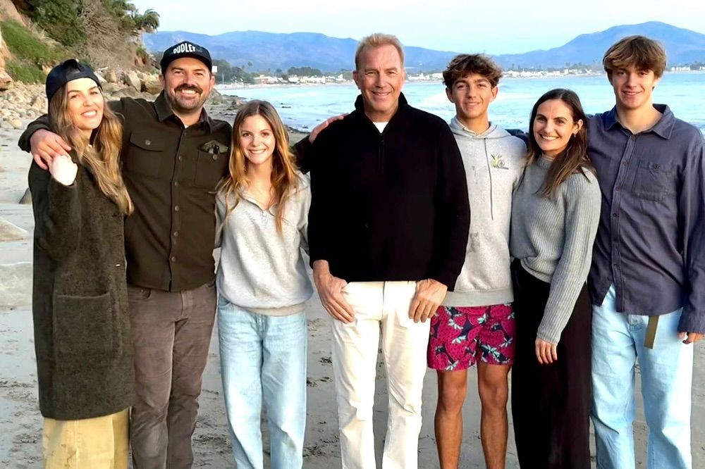 Kevin Costner with six of his seven children