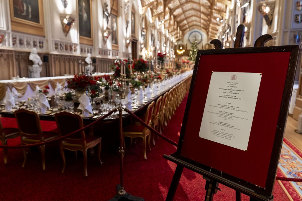 The menu for the banquet is pictured in St George's Chamber 