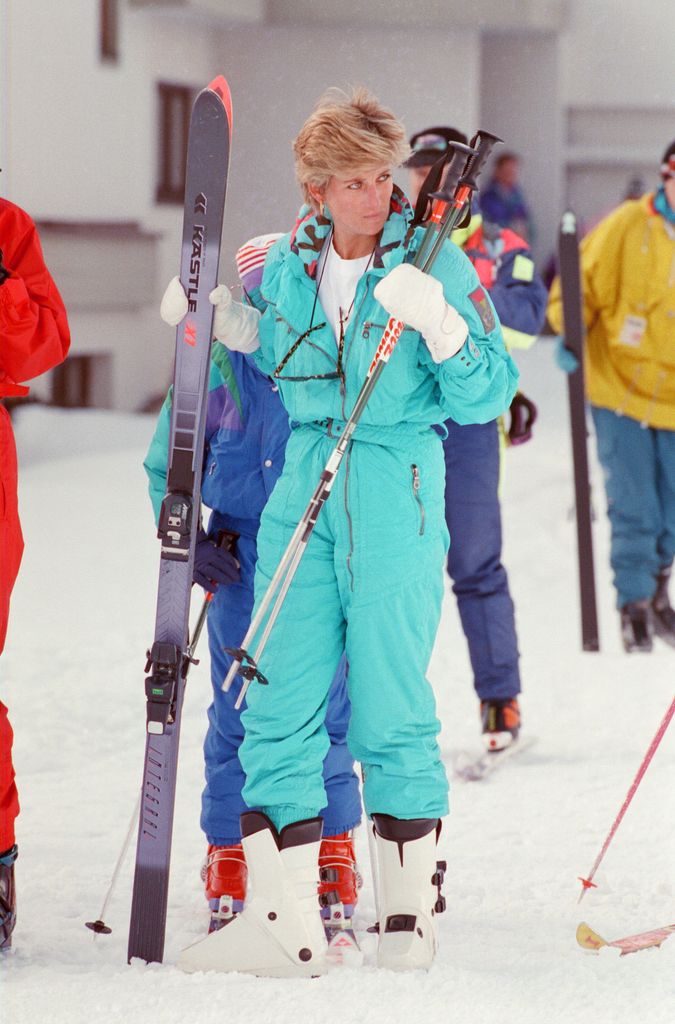 A Princesa de Gales esquiando em 1993