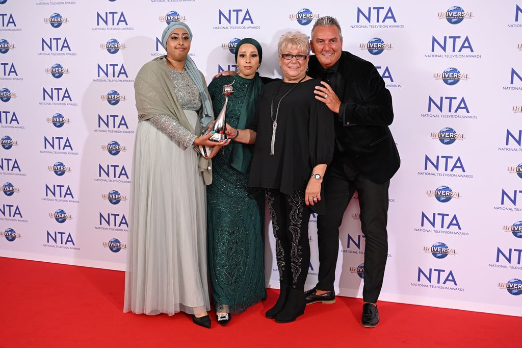 Amira Rota, Amani Rota, Jenny Newby and Lee Riley in the National Television Awards 2023 Winners Room