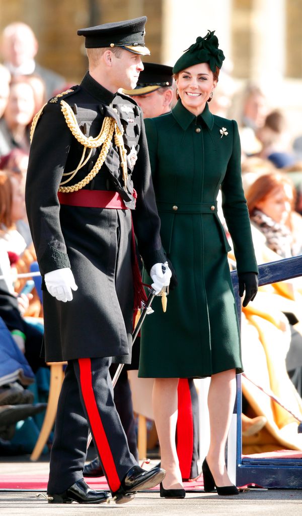 Kate in green with william in uniform