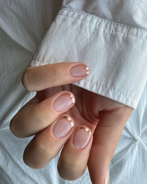 gold nails french manicure  