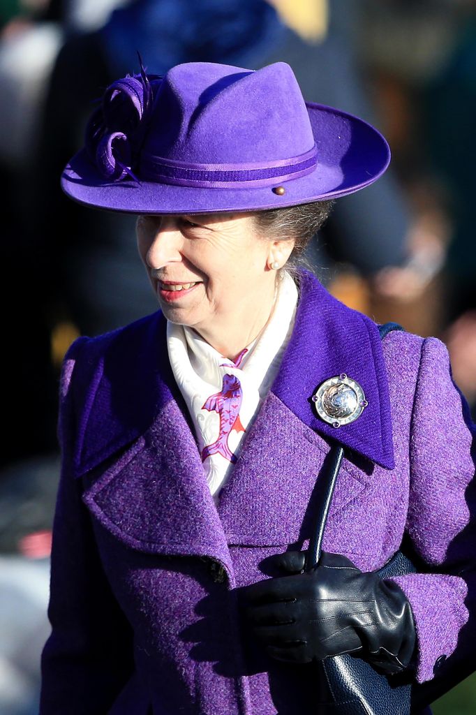 Princess Anne in purple coat and hat