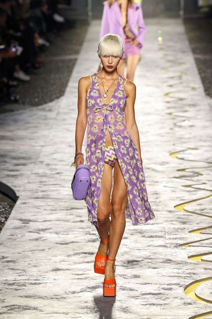 Iris Law walked for the Versace fashion show during the Milan Womenswear Spring/Summer 2025 season