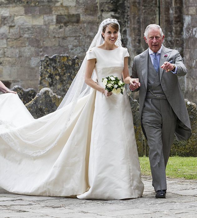 Prince Charles walks Alexandra Knatchbull down the aisle