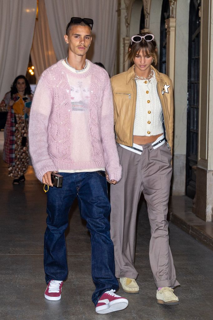 Romeo Beckham and Mia Regan in Paris Fashion Week