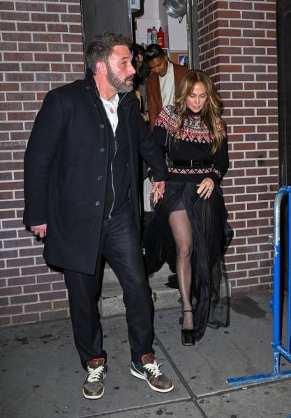 Jennifer Lopez and Ben Affleck leaving a Broadway show in New York City