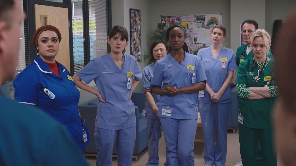 A group shot of characters from Casualty