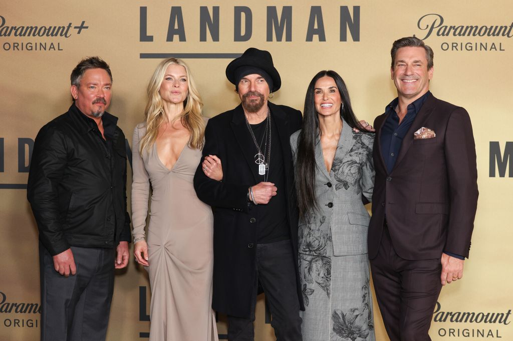 Ali Larter with her Landman co-stars, Billy Bob Thornton, Demi Moore and Jon Hamm