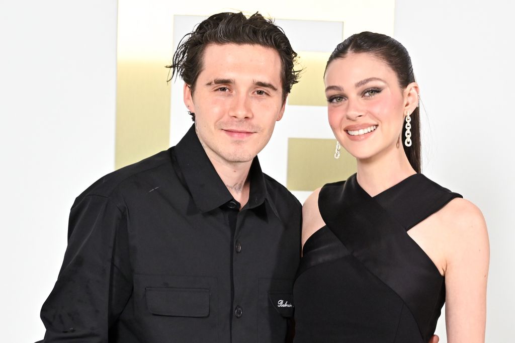 Brooklyn Beckham and Nicola Peltz attend the Balmain Womenswear Spring-Summer 2025 show as part of Paris Fashion Week