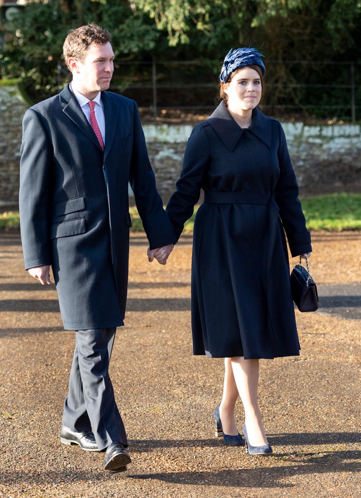 Princess Eugenie and Jack Brooksbank in coats walking