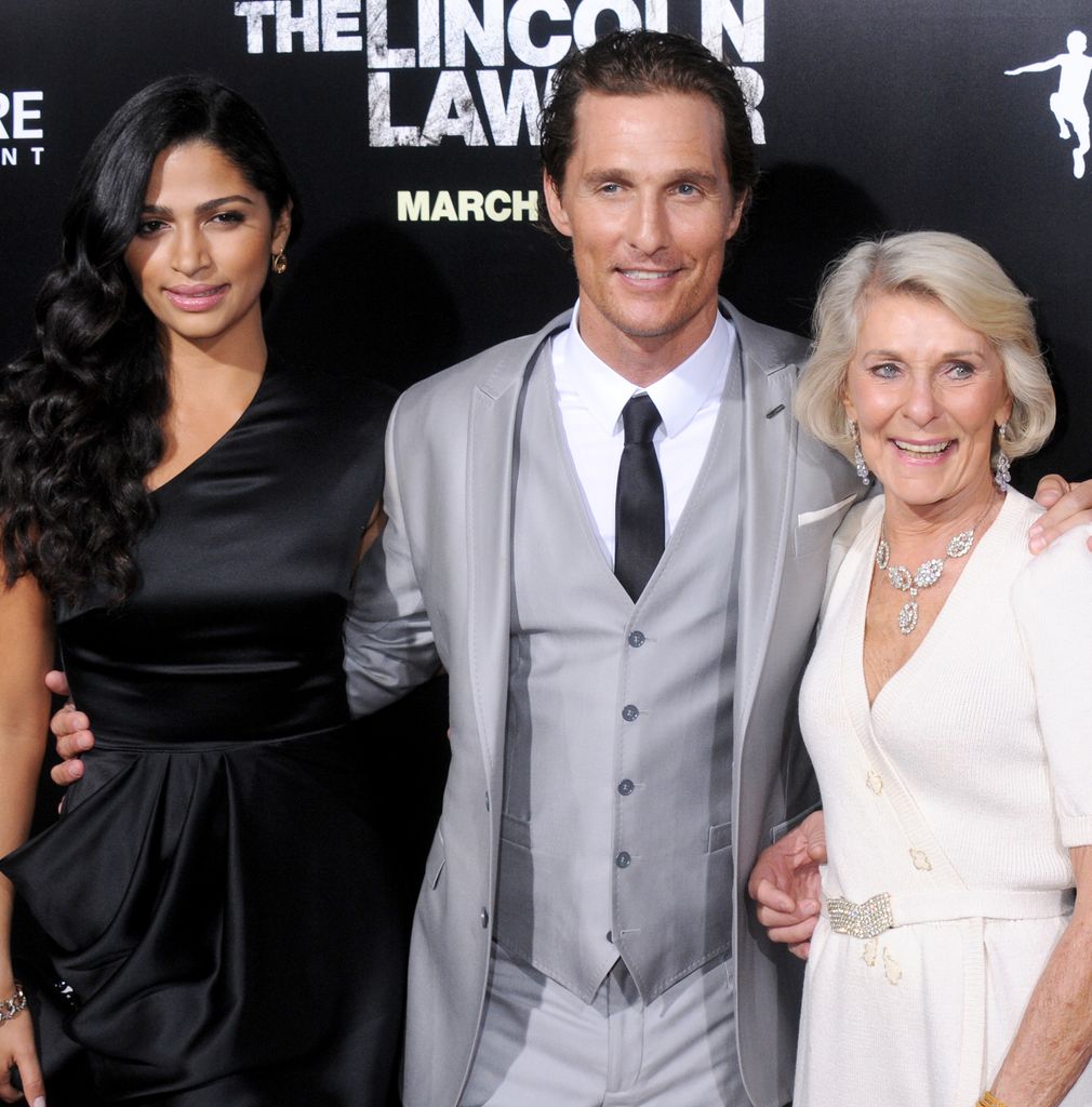 Camila Alves, Matthew McConaughey and mom Mary Kathleen McCabe arrive at the Los Angeles Premiere of "The Lincoln Lawyer" on March 10, 2011 in Hollywood, California