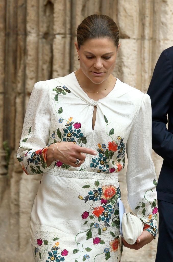 Crown Princess Victoria looked beautiful in her Saloni dress