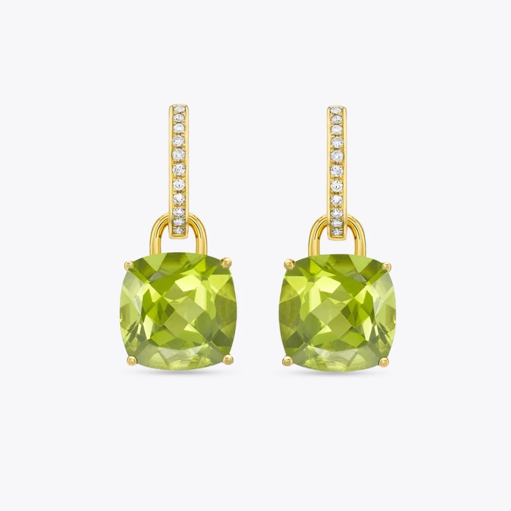 Kiki Cushion Peridot and Diamond Detachable Earrings