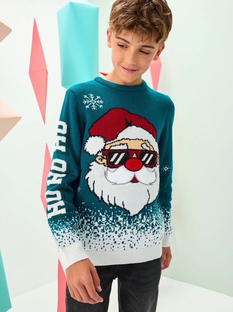 NEXT Green Santa Christmas Jumper