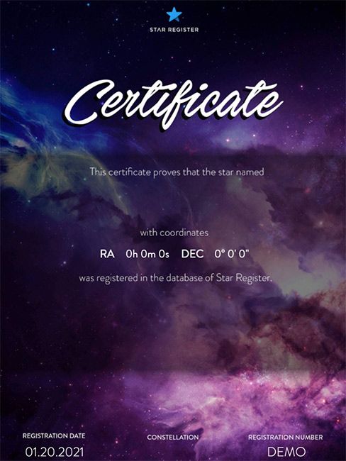 star certificate