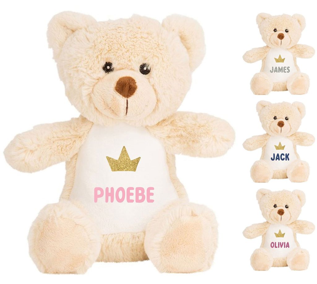Royal teddy bear with personalised T-shirt from Etsy