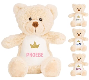 Royal teddy bear with personalised T-shirt from Etsy