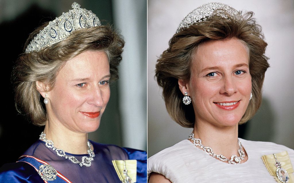 Duchess of Gloucester wearing the Cartier India and the Iveagh tiaras