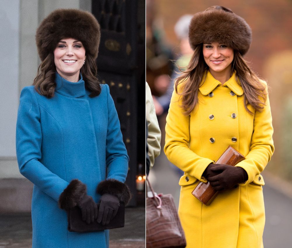 Pippa Middleton and Kate Middleton rocked matching fur-trim winter hats