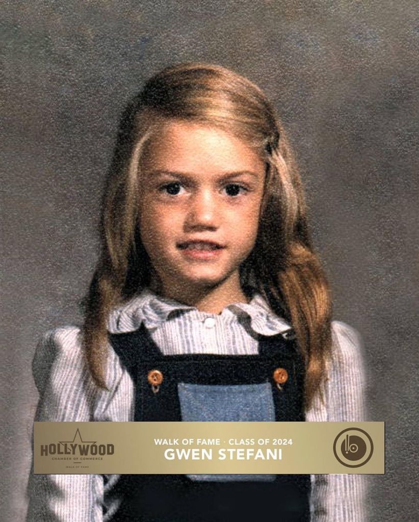 Gwen Stefani with brown hair as a little girl