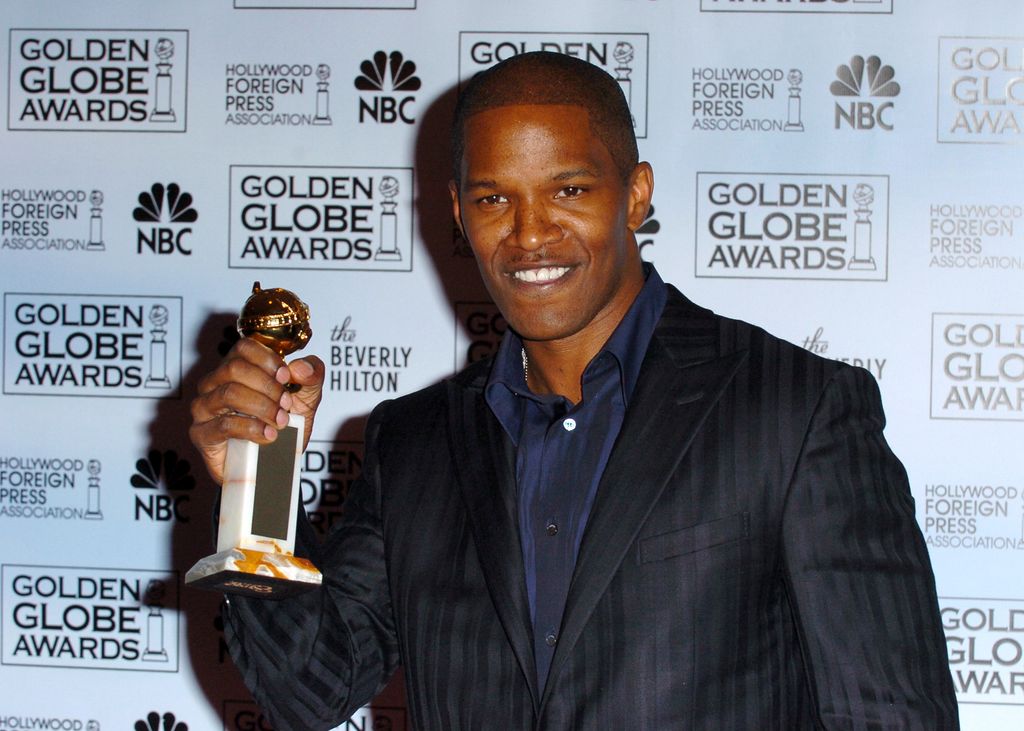 Jamie Foxx, winner of Best Actor in a Motion Picture Musical or Comedy for "Ray" at the Beverly Hilton Hotel in Beverly Hills, California