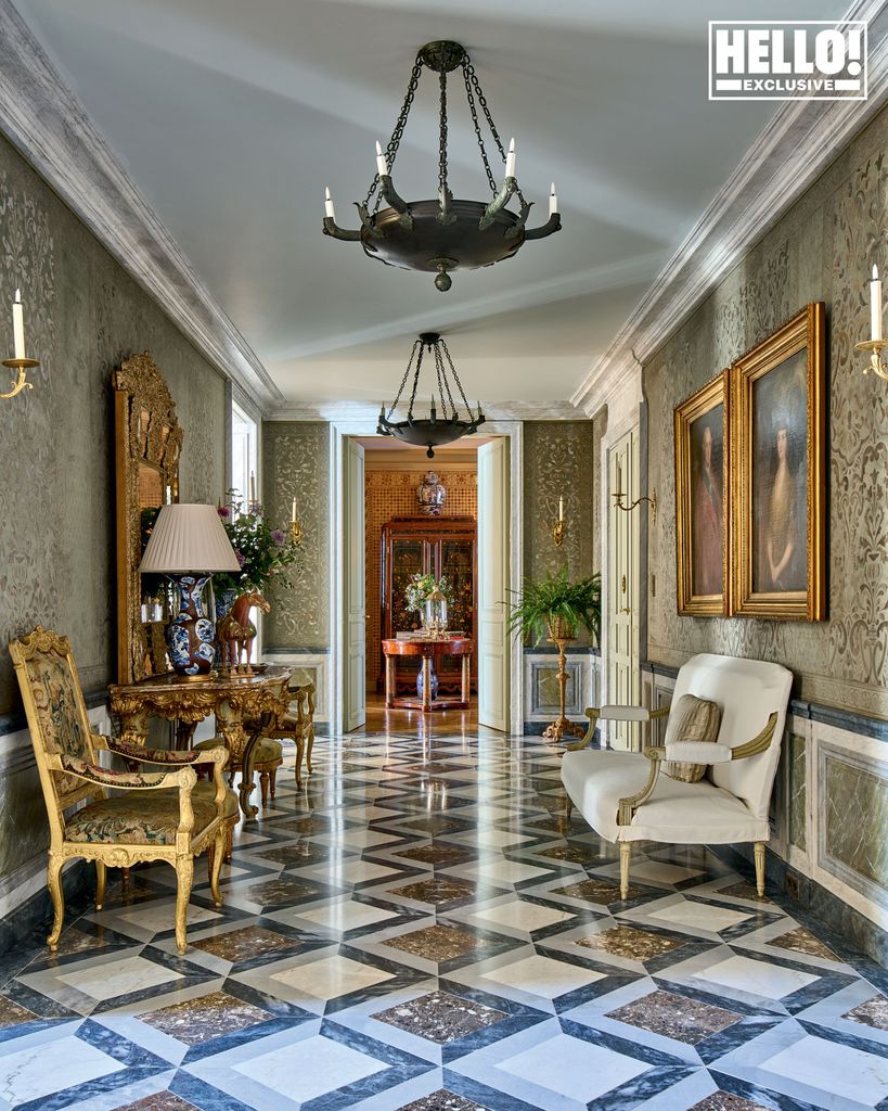 Michael Smith and James Costos' grand hallway at home in Madrid