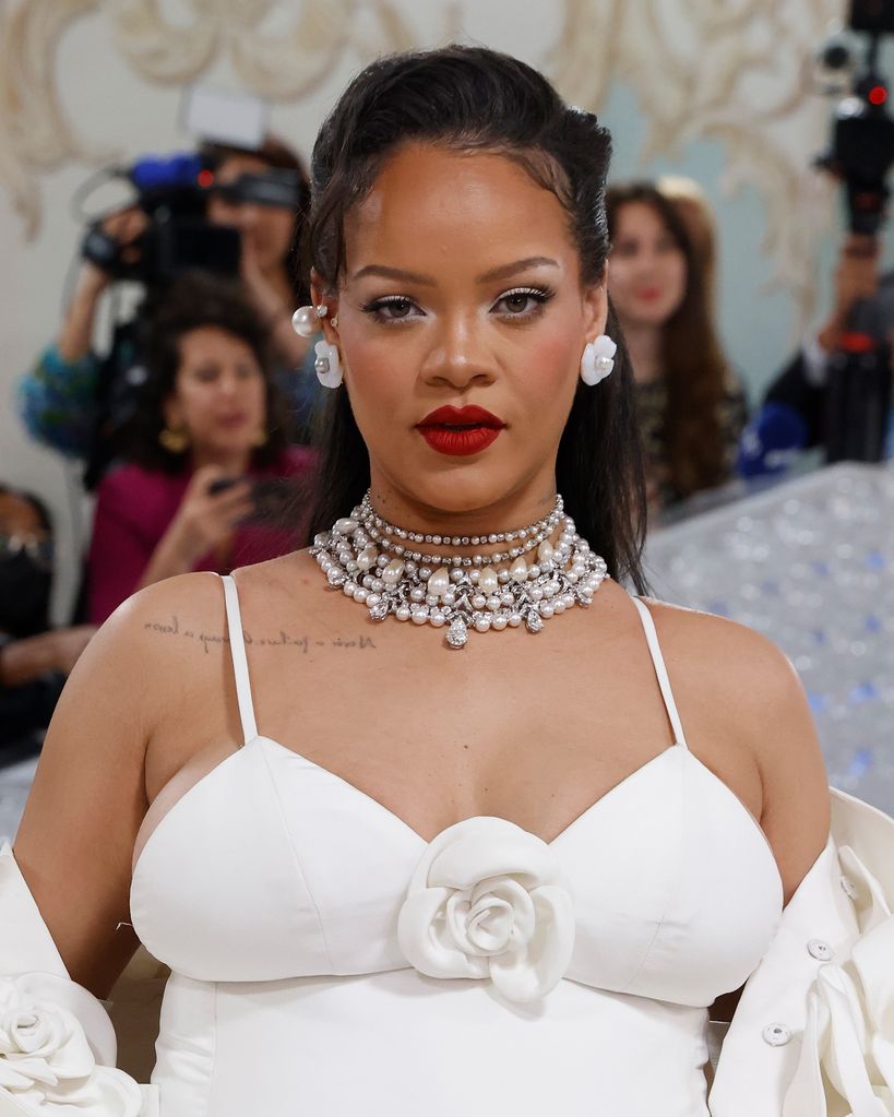 Rihanna attends the 2023 Costume Institute Benefit celebrating "Karl Lagerfeld: A Line of Beauty" at Metropolitan Museum of Art 