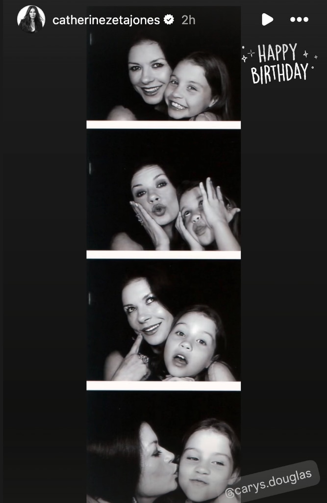 Catherine zeta-jones and daughter carys douglas in a photobooth 