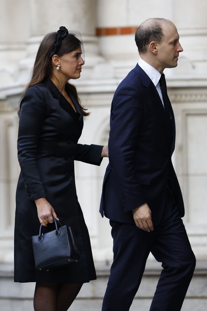 Sophie Winkleman and Lord Frederick Windosr arriving at Westminster Cathedral ahead of Duchess of Kent's funeral
