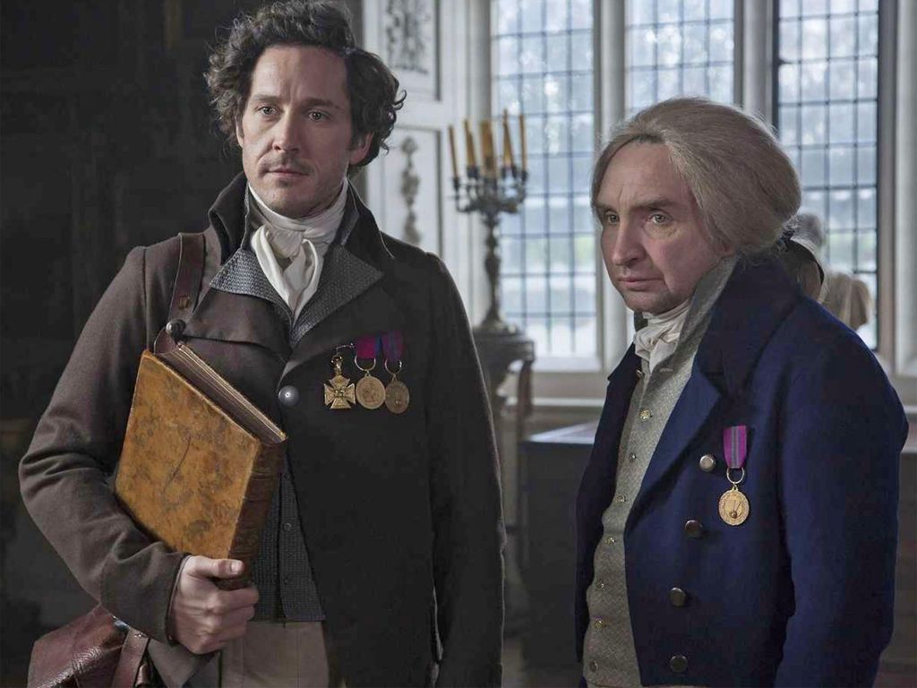  JONATHAN STRANGE & MR NORRELL 2015 Endemol TV series with Bertie Carvel at left and Eddie Martsan