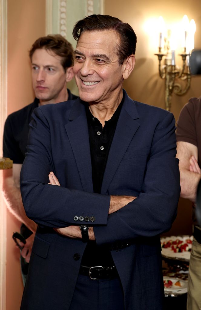 George Clooney attends the unveiling ceremony for his Sardi's Caricature in honor of his performance in "Good Night, and Good Luck" at Sardi's on April 24, 2025 in New York City