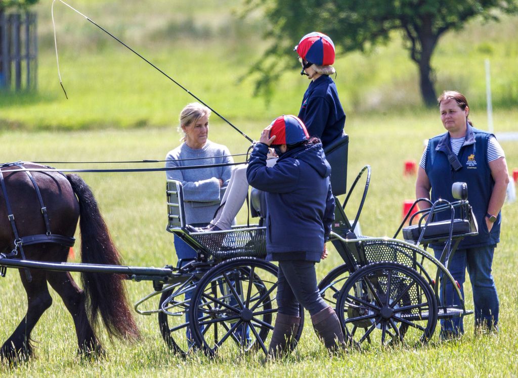 Lady Louise Windsor takes part in a carriage driving competition in Windsor watched by her mum Sophie Duchess of Edinburgh.