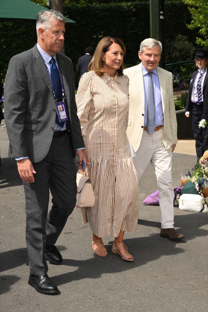 Carole Middleton and Michael Middleton attend day eight of the Wimbledon Tennis Championships 