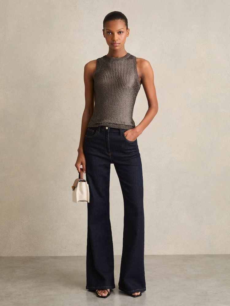 reiss metallic knit vest
