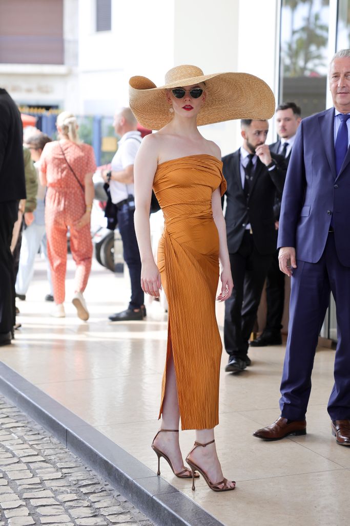 Anya Taylor-Joy is seen arriving at Hotel Martinez ahead of the 77th Cannes Film Festival on May 13, 2024 in Cannes, France.